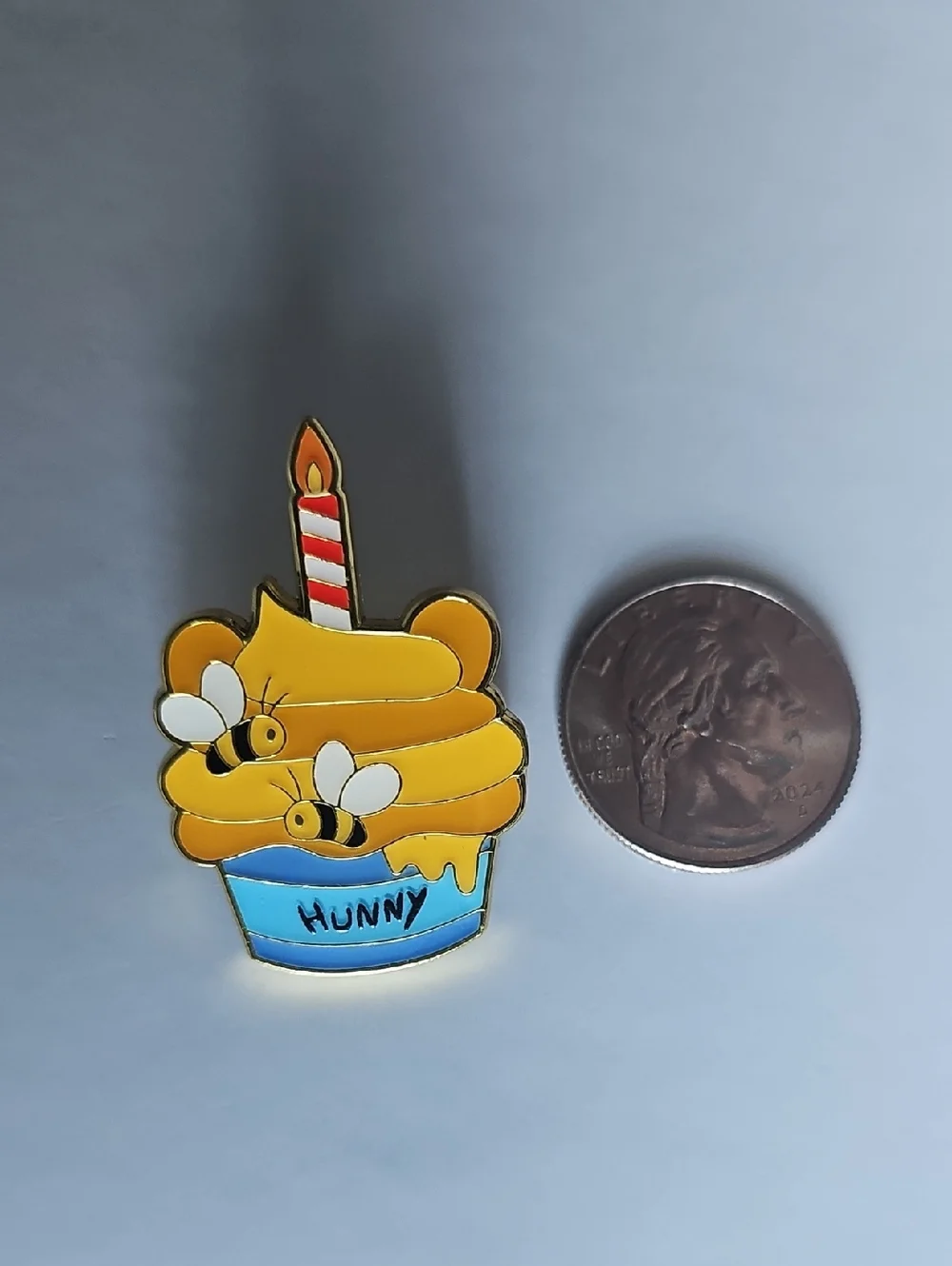 (3/$60) Loungefly Honey Bee 'Hunny' Cupcake Pin with Candle From Winnie The Pooh